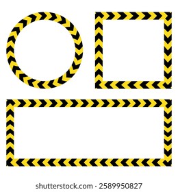 Warning striped frames set. Frame caution with warning tape. Warning signs with diagonal lines red attention danger or caution sign construction. EPS vector illustration