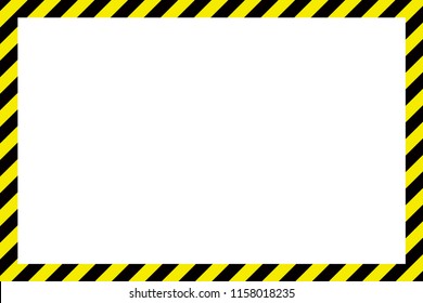 Warning striped rectangular background, yellow and black stripes on the diagonal, a warning to be careful.Under construction concept background. Warning tape frame on yellow background with copy space
