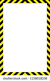 Warning striped rectangular background, yellow and black stripes on the diagonal, a warning to be careful.Under construction concept background. Warning tape frame on yellow background with copy space