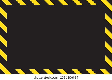 Warning striped rectangular background, yellow and black stripes on the diagonal, warning to be careful potential danger vector template sign border yellow and black color Construction warning border.