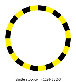 Warning stripes frame. Round frame. Yellow and black stripes. Vector illustration.