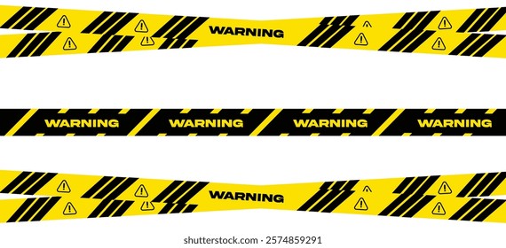 Warning strips signs. Warning and alert attention signs with yellow black diagonal stripes with white background. Safety, danger blank empty border template. Vector illustration.