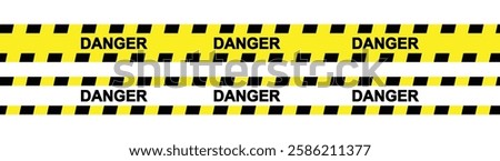 Warning strips signs. Black and yellow diagonal slashes and chevron prints for caution tapes or barricades. caution tape border. warning tape striped line. Vector illustration on white background.