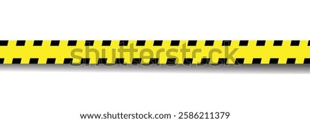 Warning strips signs. Black and yellow diagonal slashes and chevron prints for caution tapes or barricades. caution tape border. warning tape striped line. Vector illustration on white background.