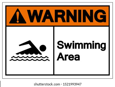 Warning Swimming Area Symbol Sign, Vector Illustration, Isolated On White Background Label .EPS10