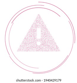 The warning symbol filled with pink dots. Pointillism style. Vector illustration on white background