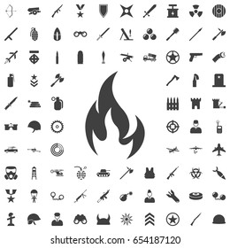Warning symbol flame. Set of weapon icons