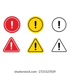 Conjunto de iconos de símbolos de advertencia Iniciar sesión de alerta de precaución rojo, amarillo y negro para el diseño de seguridad