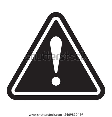 Warning symbol, logo isolated on white background. Danger and Warning icon, Sign, vector, silhouette. Exclamation marks, icon, caution icon for your app, logo, web site design. Vector illustration.