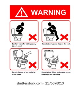 
Símbolo de advertencia Un manual para el uso correcto de los productos sanitarios en el vectores de baño.iconos