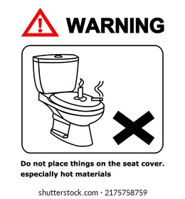 Warning symbol A manual for the correct use of sanitary ware in the bathroom.icons vector