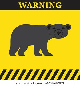 Warning symbol on yellow background with the silhouette of a bear