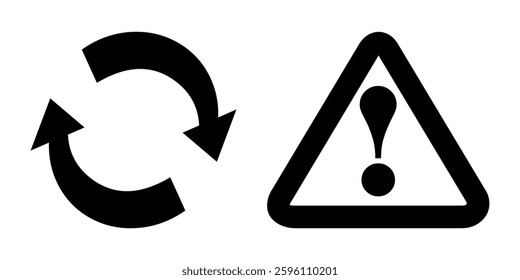 Warning Symbol of a Recycling Process Cycle with Caution Sign