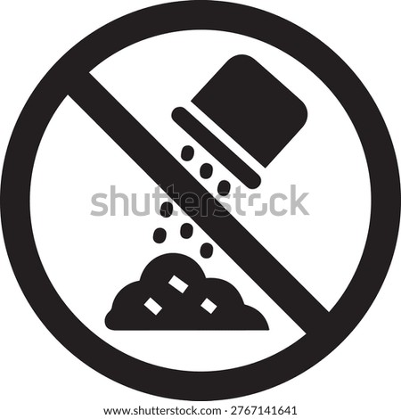 Warning symbol for restricted sodium consumption useful for healthy eating campaigns and dietary information with transparent background.