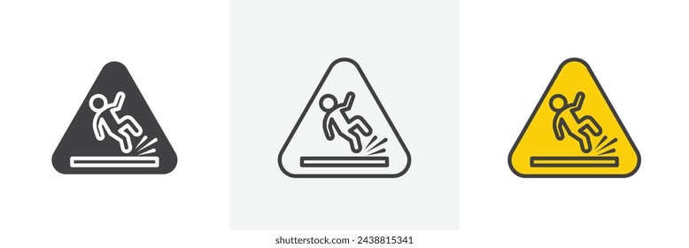 Warning Symbol for Wet and Slippery Surfaces. Caution Sign for Potential Falls.