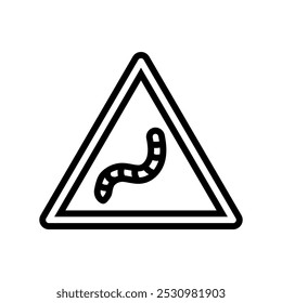 símbolo de aviso worm parasite line icon vetor. símbolo de aviso worm parasite sign. símbolo de contorno isolado ilustração em preto