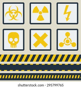 Warning symbols. Set in vector. The seamless tape. Eps10