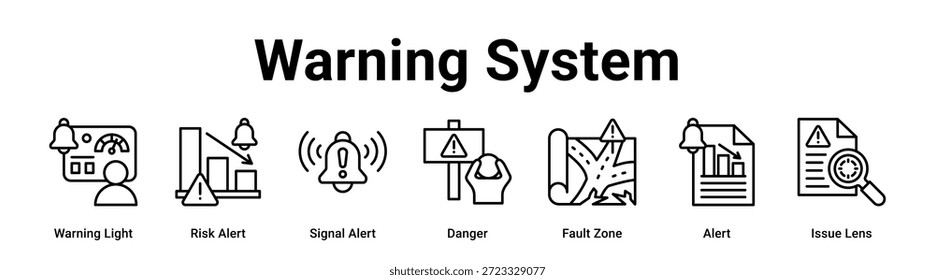 Concepto de Ilustración vectorial del icono del Anuncio del Web del sistema de advertencia para el negocio con el icono de la luz de advertencia, alerta del riesgo, alerta de la señal, peligro, zona de la falta, alerta.