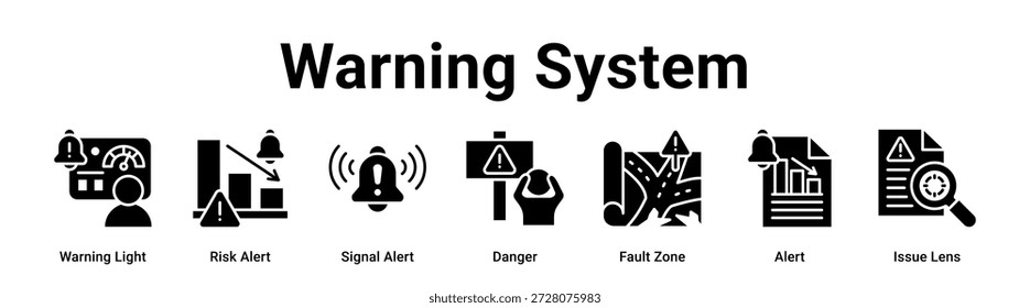 Concepto de Ilustración vectorial del icono del Anuncio del Web del sistema de advertencia para el negocio con el icono de la luz de advertencia, alerta del riesgo, alerta de la señal, peligro, zona de la falta, alerta.