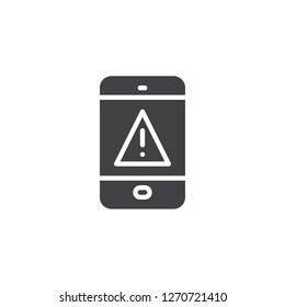 Warning tablet screen vector icon. filled flat sign for mobile concept and web design. Smartphone Alert simple solid icon. Symbol, logo illustration. Pixel perfect vector graphics