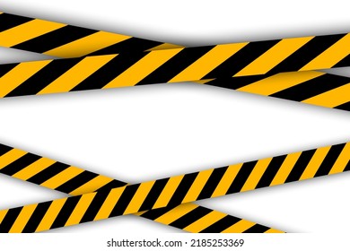 Warning tape. Black and yellow striped line. Vector illustration. Stock image. 