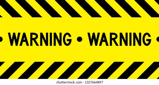 Warning tape. Caution tape. Yellow and black barricade tape. Safety stripes. Seamless stripe. Vector illustration.