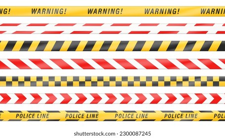 Warning tape collection with shadow. Orange and red hazard tape	