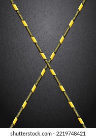 Warning tape on asphalt background. Vector illustration.