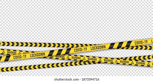 warning tape vector. lockdown quarantine coronavirus. caution line. covid danger stripe. novel covid outbreak transparent background.