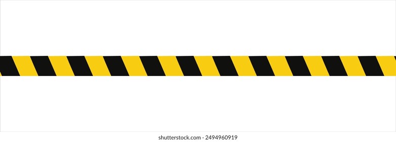 Warning tape with yellow and black diagonal stripes. Warn stop seamless line. Yellow and black caution tape border.