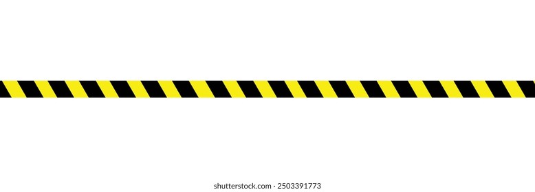 Warning tape with yellow and black diagonal stripes. Warn stop seamless line. Vector illustration on white background. Safety stripe warning caution hazard danger road vector sign symbol.EPS file 100.