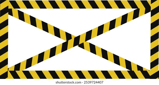 Cinta de advertencia con rayas diagonales amarillas y negras. Advierta detener la línea sin costuras. Borde de cinta de precaución amarillo y negro. Cinta de peligro largo. vector