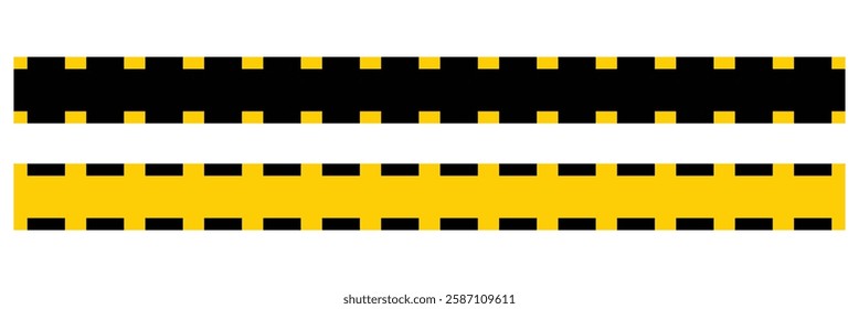 Warning tape with yellow and black diagonal stripes. Warn stop seamless line. Safety stripe warning caution hazard danger road vector sign. Caution and danger tapes. vector illustration eps 888.