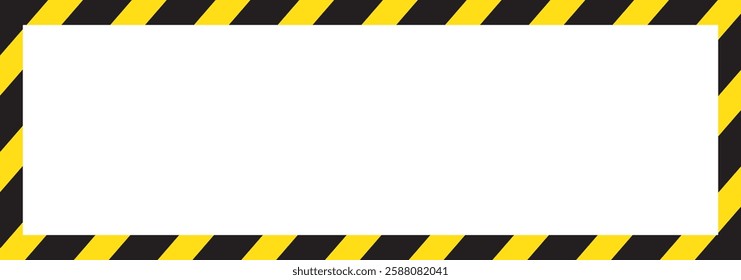 Warning tape with yellow and black diagonal stripes. Warn stop seamless line. Yellow and black caution tape border. Long danger ribbon. Yellow and black caution tape border. eps 10