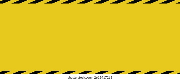 Warning tape with yellow and black diagonal stripes. Warn stop seamless line. Yellow and black caution tape border.