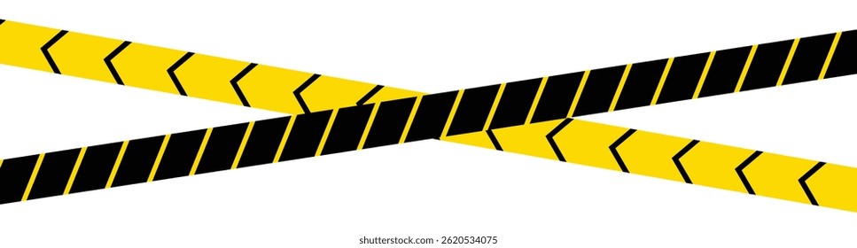 Warning tape with yellow and black diagonal stripes. Yellow and black caution tape border. Long danger ribbon. Warn stop seamless line.