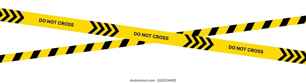 Warning tape with yellow and black diagonal stripes. Yellow and black caution tape border. Long danger ribbon. Warn stop seamless line.