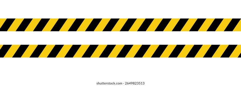 Fita de aviso com faixas diagonais amarelas e pretas. Aviso pare a linha sem costura.