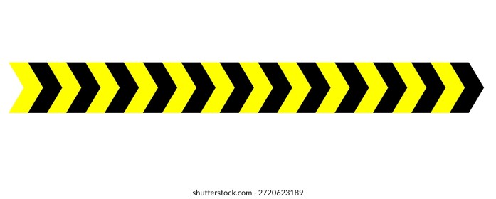 Cinta de advertencia con diagonal amarilla y negra con barricada y franjas de flecha en Ilustración vectorial gráfica, borde de cinta de precaución y advertencia de franja de seguridad, flechas que indican tráfico direccional