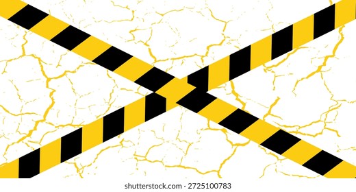 Cinta de advertencia con rayas diagonales amarillas y negras. Advierta detener la línea sin fisuras. moderno