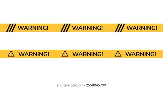 Warning tapes for construction site, road, hazard area, banner image with transparent background.