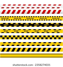 Warning tapes isolated on white background. Security warning tapes.Vector stock