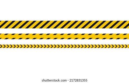 Cintas de advertencia preparadas para construcción y crimen. Iluminación vectorial