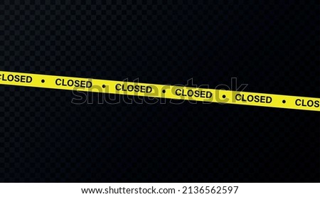 Warning tapes vector banner. Yellow tape, danger zone, closed, caution, police tape, png