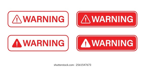 Warning text sign icon in flat design. Alert, caution concept