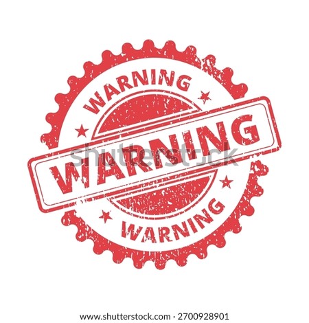 Warning textured round stamp red ink vector format scalable vintage
