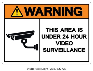 Warning This Area Is Under 24 Hour Video Surveillance Symbol Sign, Vector Illustration, Isolate On White Background Label. EPS10