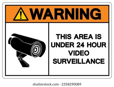 Warning This Area Is Under 24 Hour Video Surveillance Symbol Sign, Vector Illustration, Isolate On White Background Label. EPS10