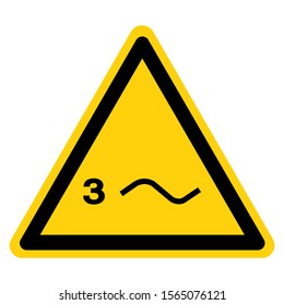 Warning Three Phase Power Symbol Sign, Vector Illustration, Isolate On White Background Label. EPS10
