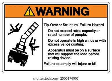 Warning Tip-Over Or Structural Failure Hazard Symbol Sign, Vector Illustration, Isolate On White Background Label .EPS10